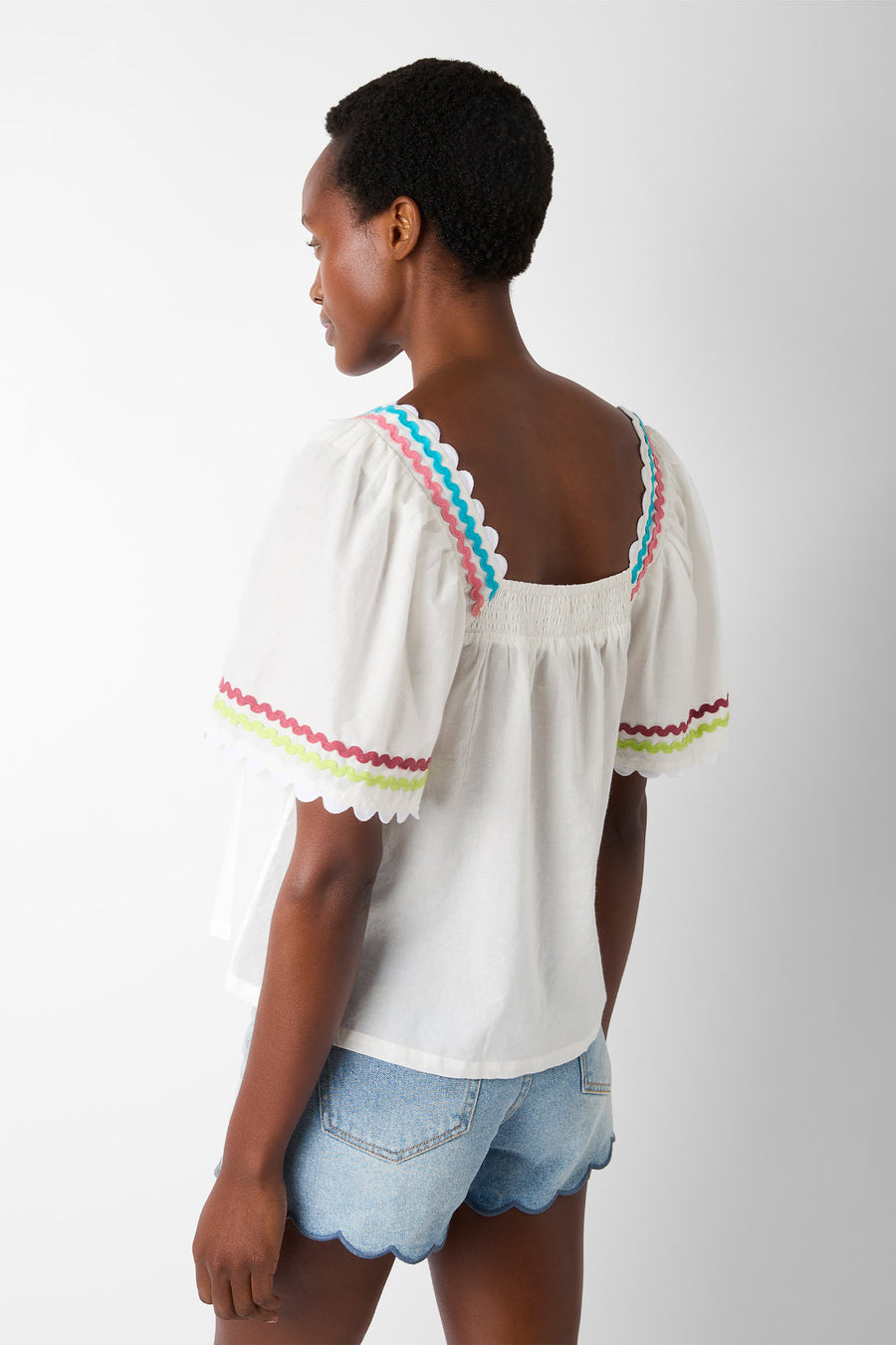 Zoe Ric Rac Top - White/Multi