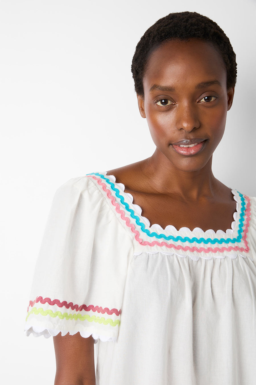 Zoe Ric Rac Top - White/Multi