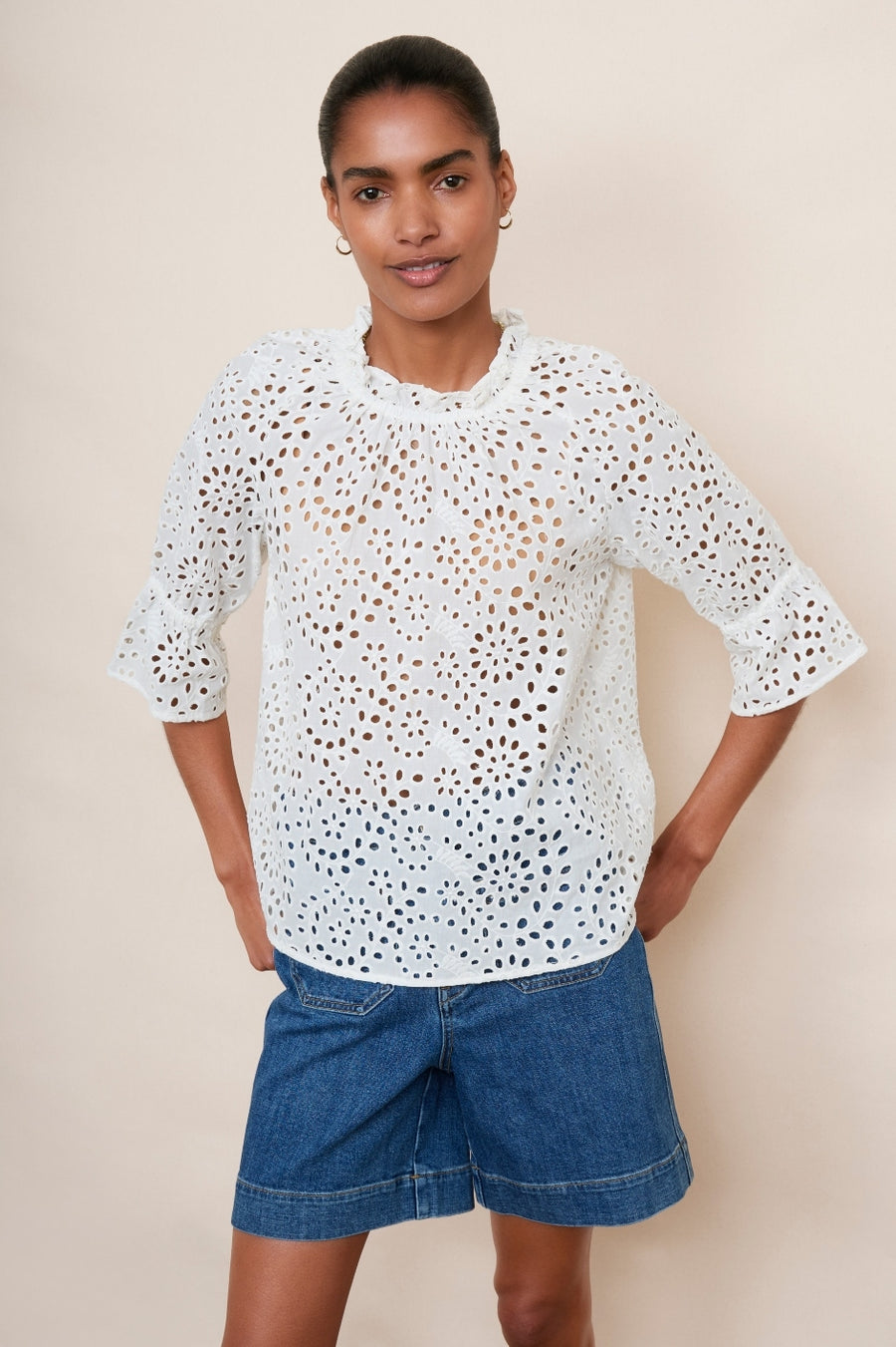 Ruby Broderie Top - White