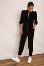 Zoe Velour Jumpsuit - Black