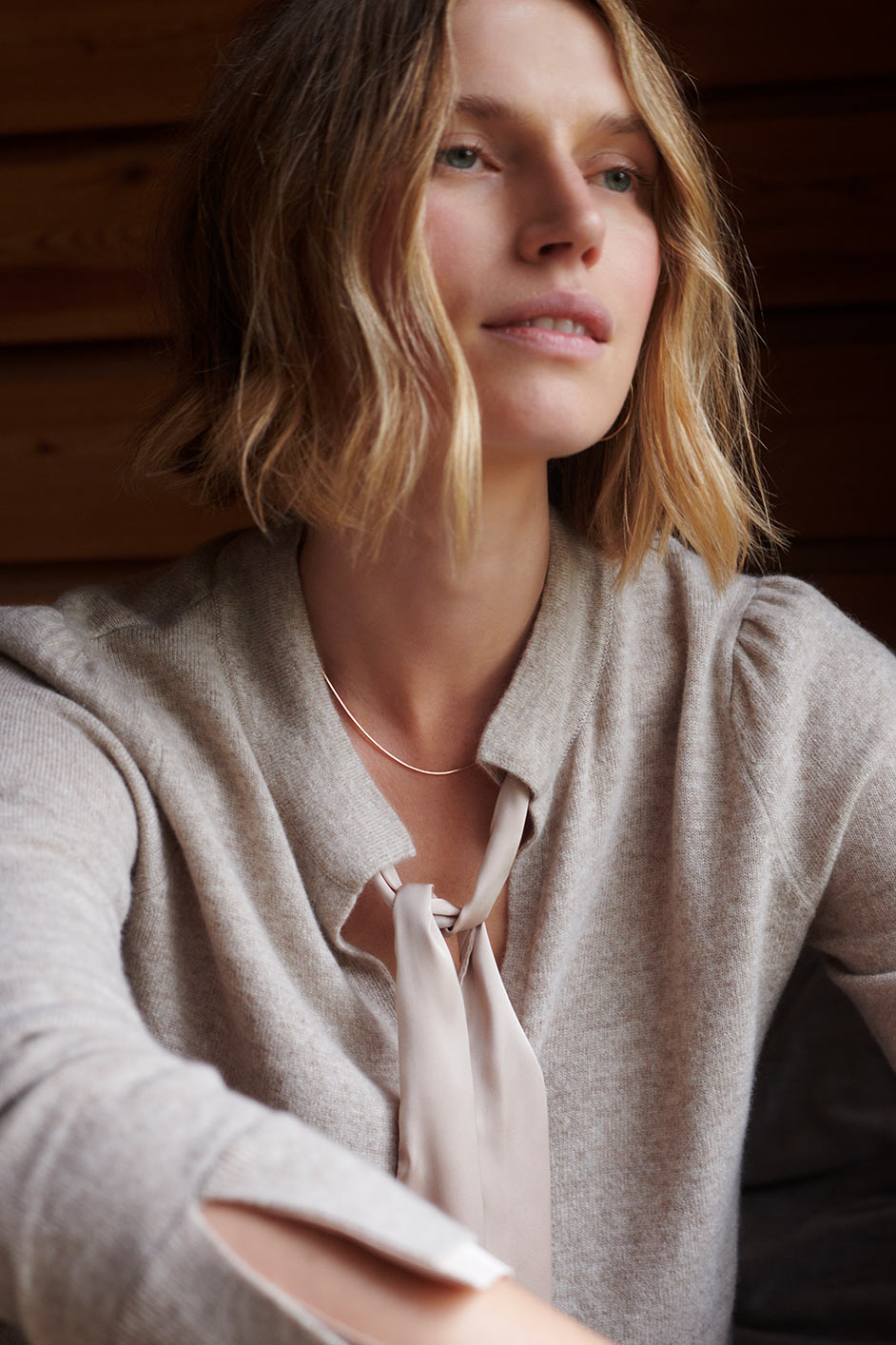 Alora Tie Detail Jumper - Taupe