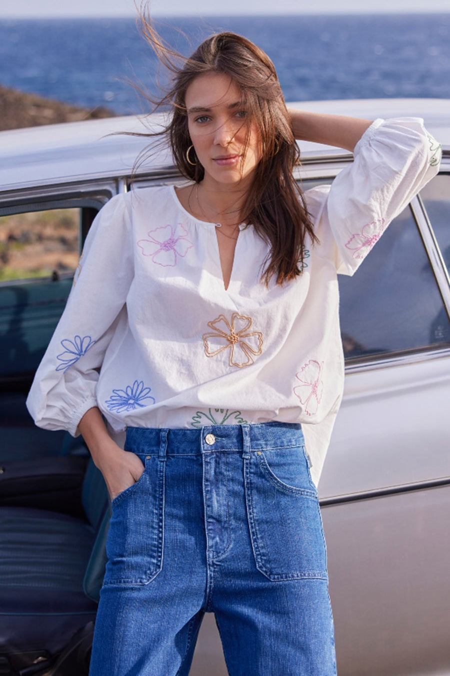 Amber Embroidered Top - Ivory