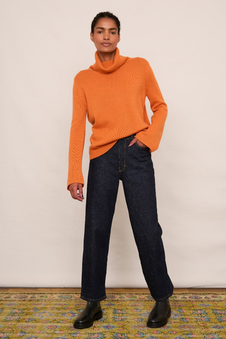 Bess Funnel Neck Jumper - Orange