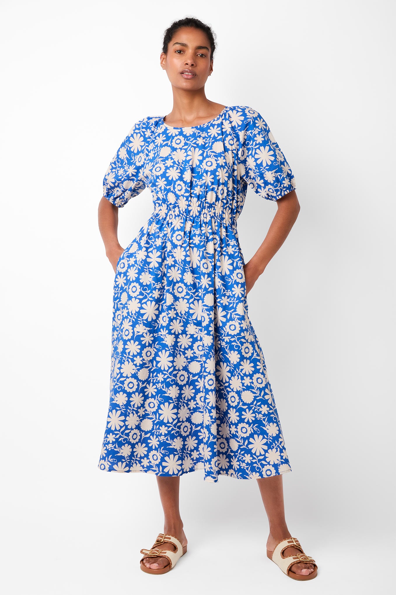 Elouise Printed Dress - Ecru/French Navy