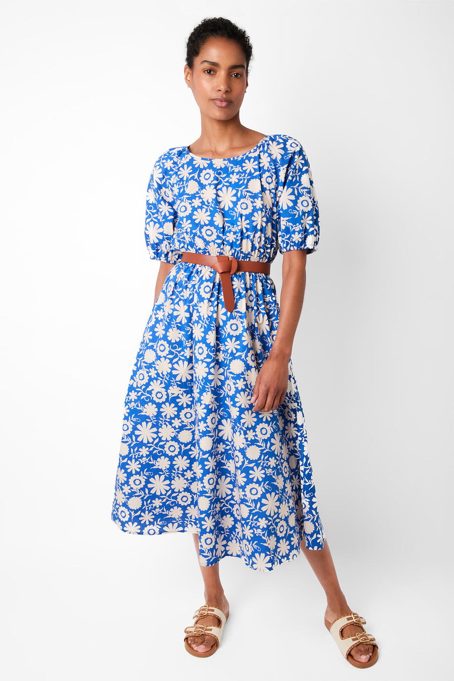 Elouise Printed Dress - Ecru/French Navy