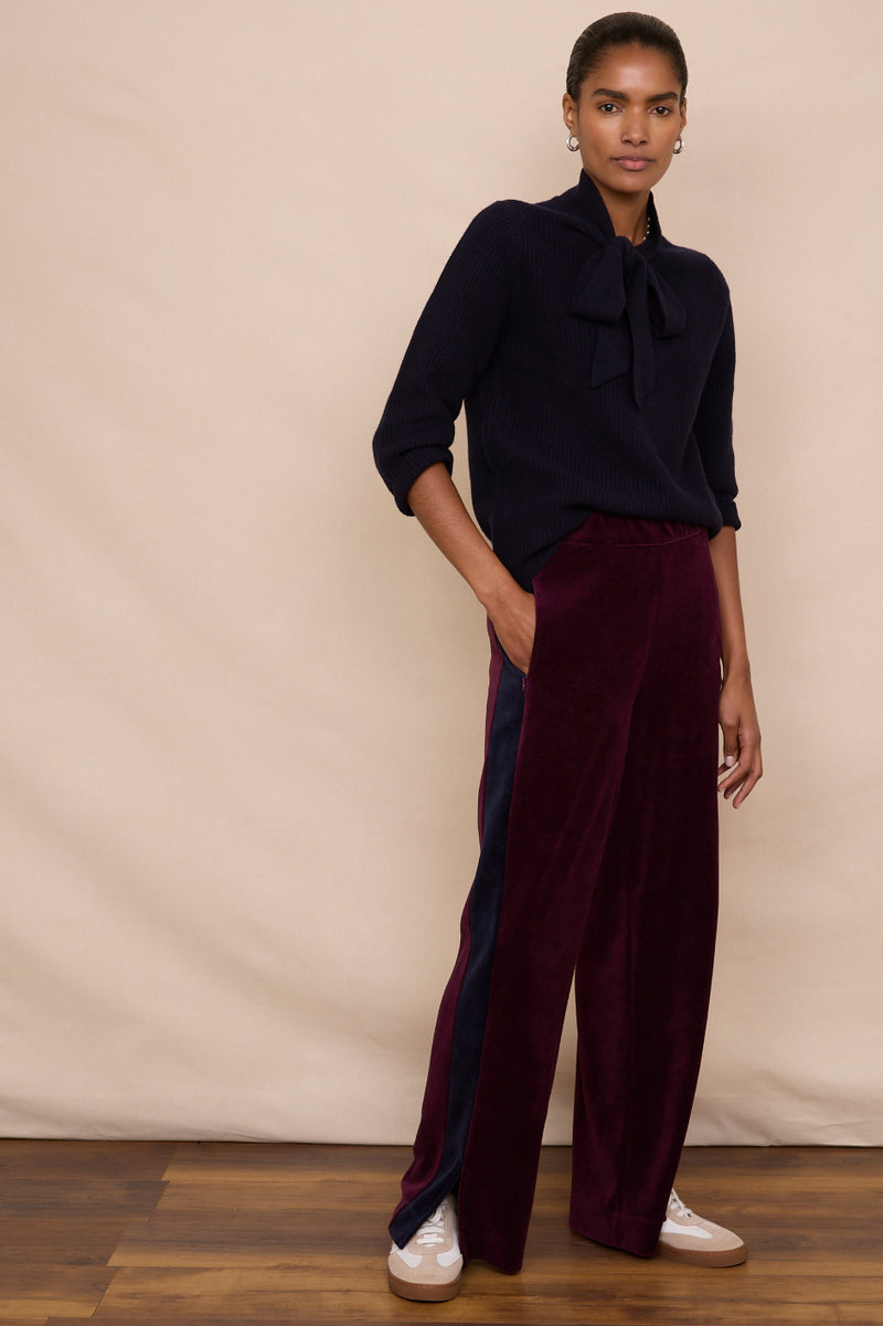 Camille Velour Trouser - Deep Plum