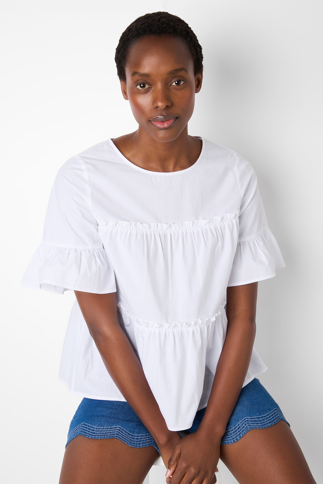 Clarisse Tiered Top - White