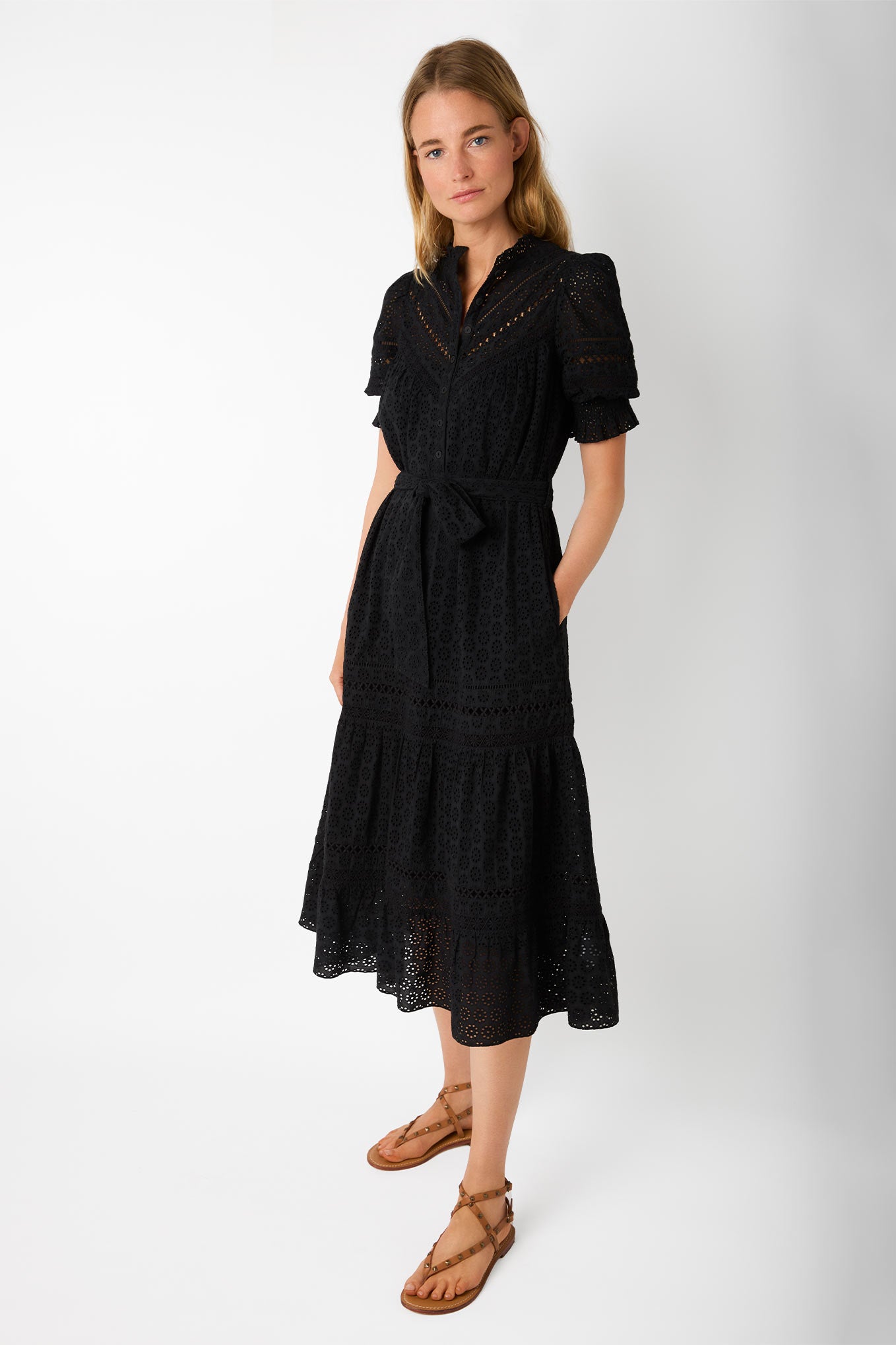 Darcie Broderie Dress - Black