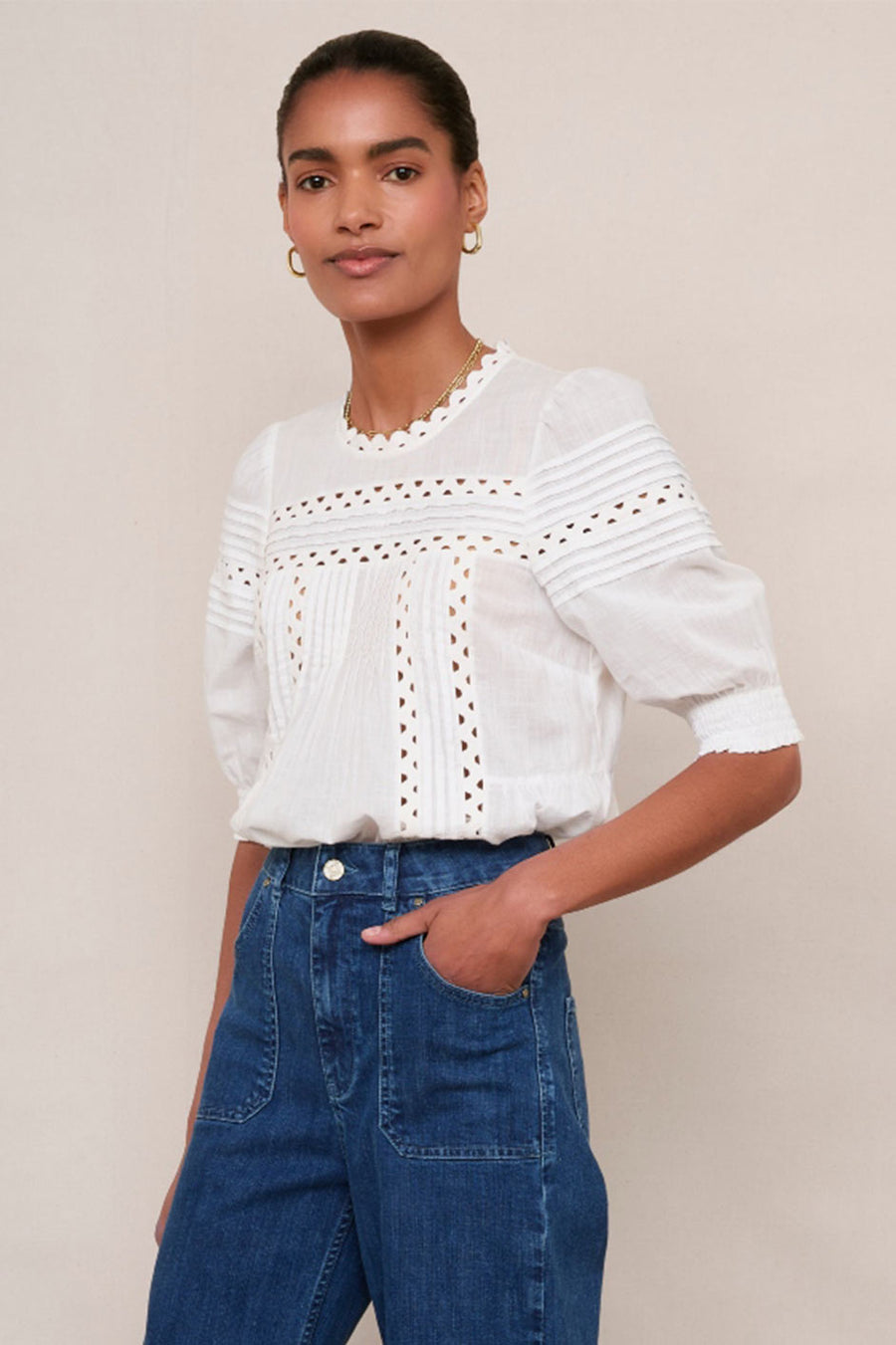 Deedee Ric Rac Top - White