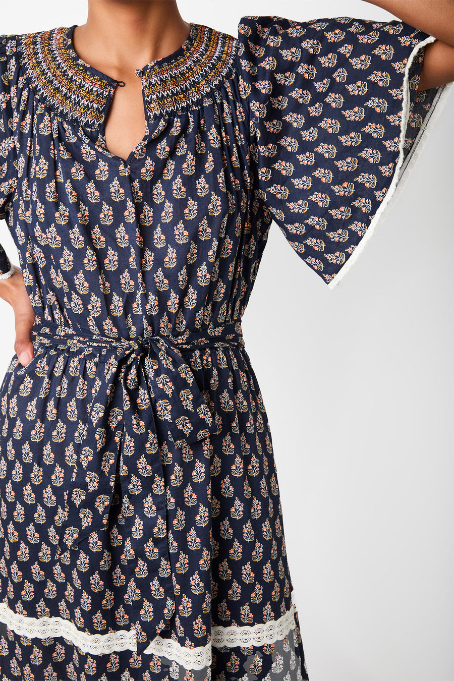 Drew Woodblock Print Dress - Midnight/Multi