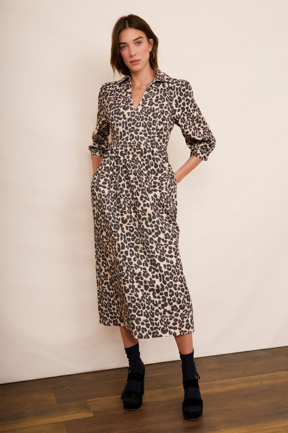 Gaia Denim Dress Leopard WYSE London