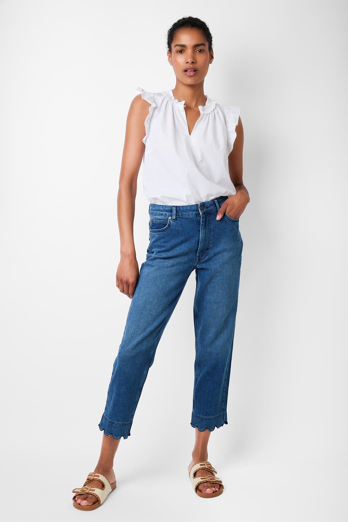 Harper 7/8 Cropped Jean - Mid Wash