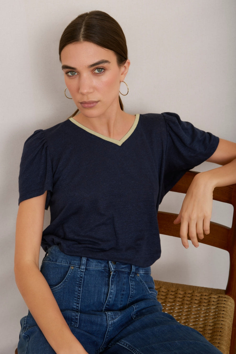 Lily Linen Tee Shirt - Midnight