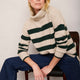 Nadia Funnel Neck Jumper - Oat/Forest Green Stripe