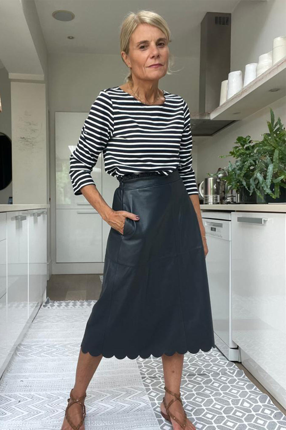 Long leather skirt navy best sale