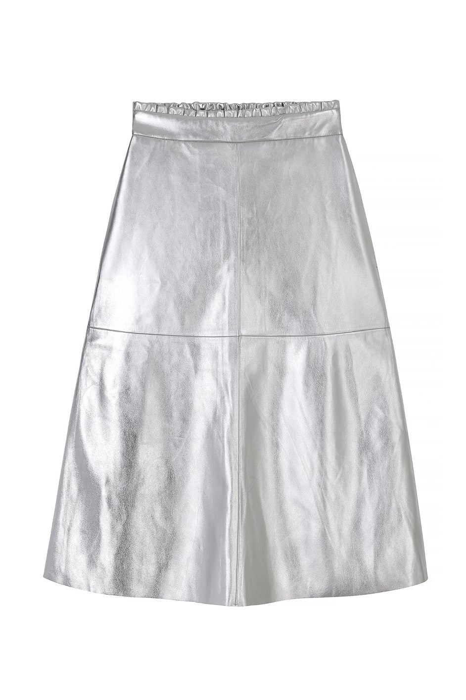 Silver faux clearance leather pleated skirt