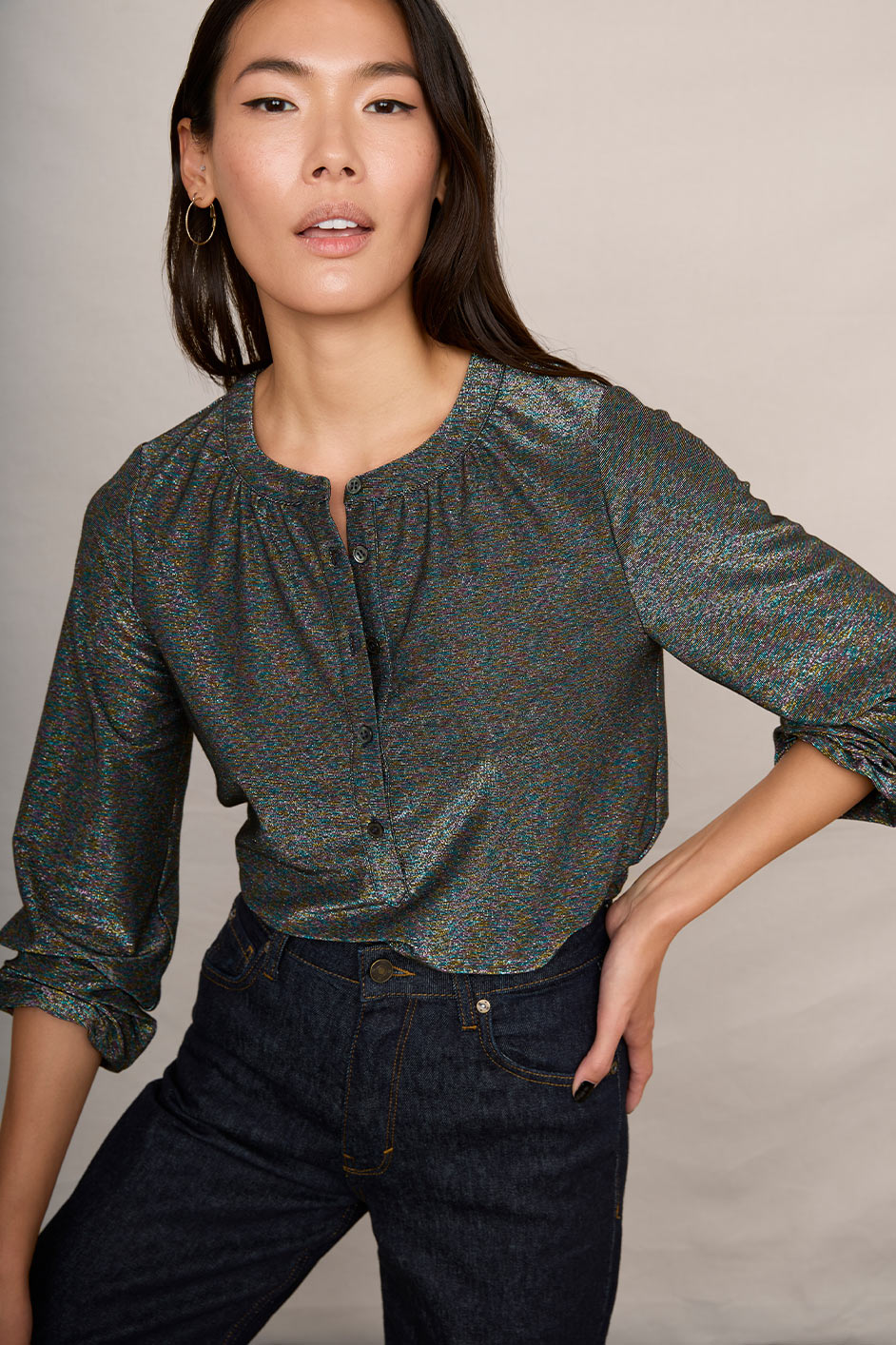 Leanna Shimmer Top - Disco