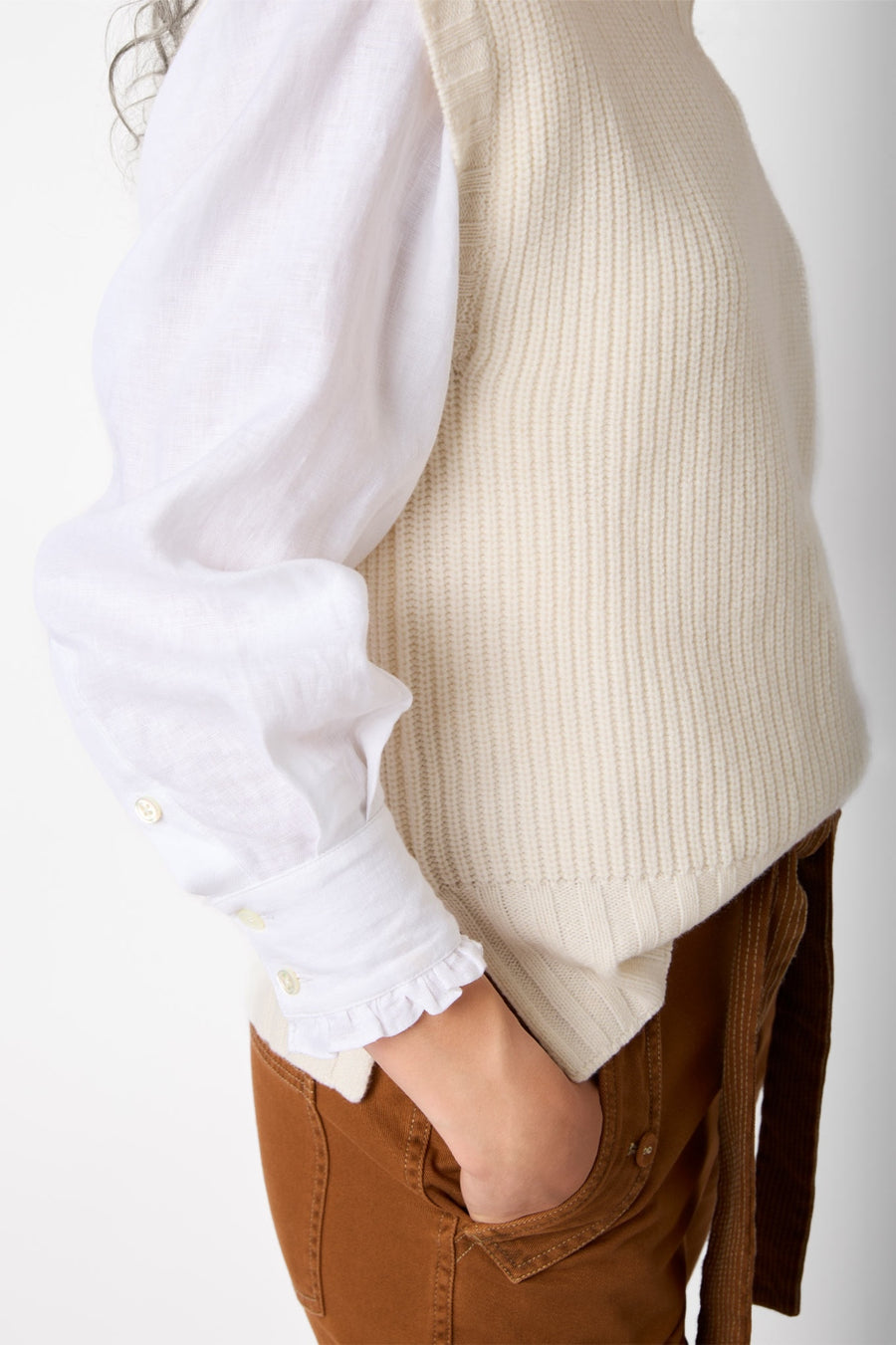 Leanne Ribbed Merino Tank - Ivory