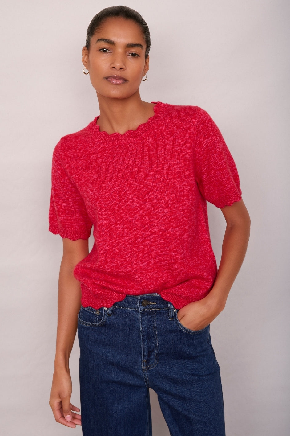 Fleurine Scallop T-Shirt - Poppy Red/Pink