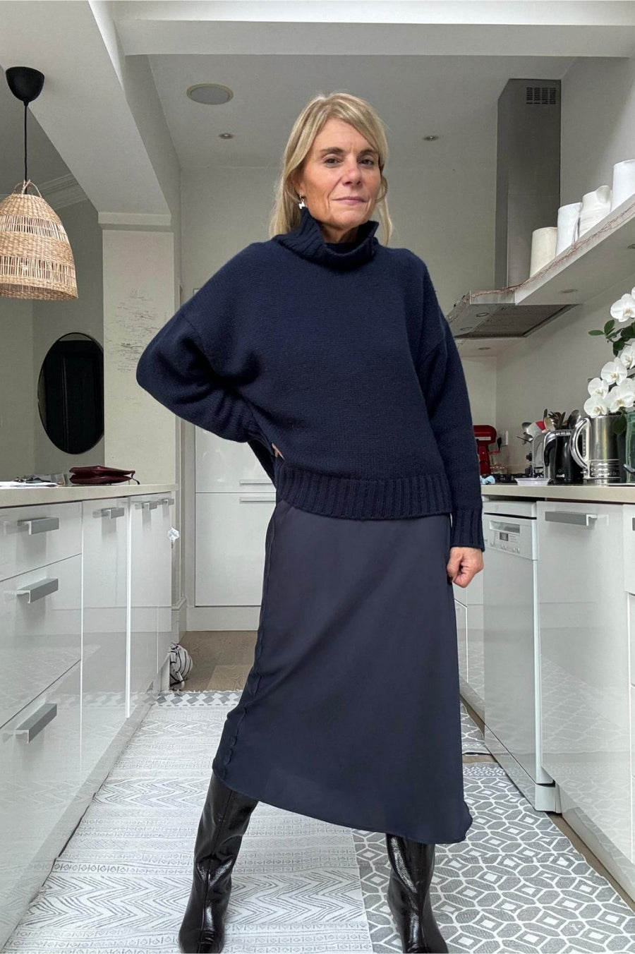 Liana Chunky Funnel Neck Jumper - Midnight