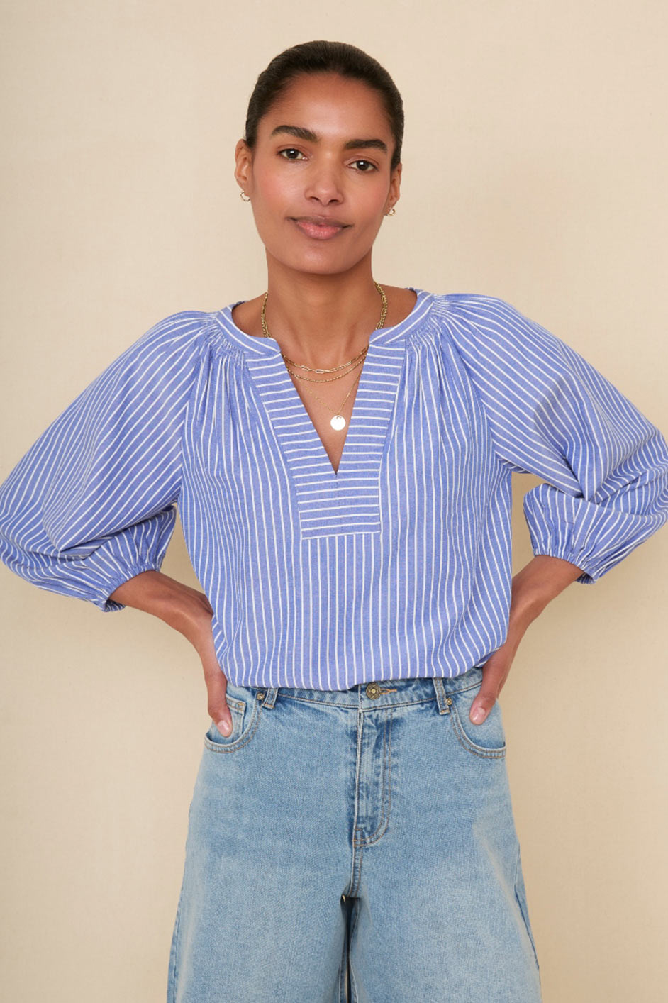 Lorelai Stripe Shirt - Blue Stripe