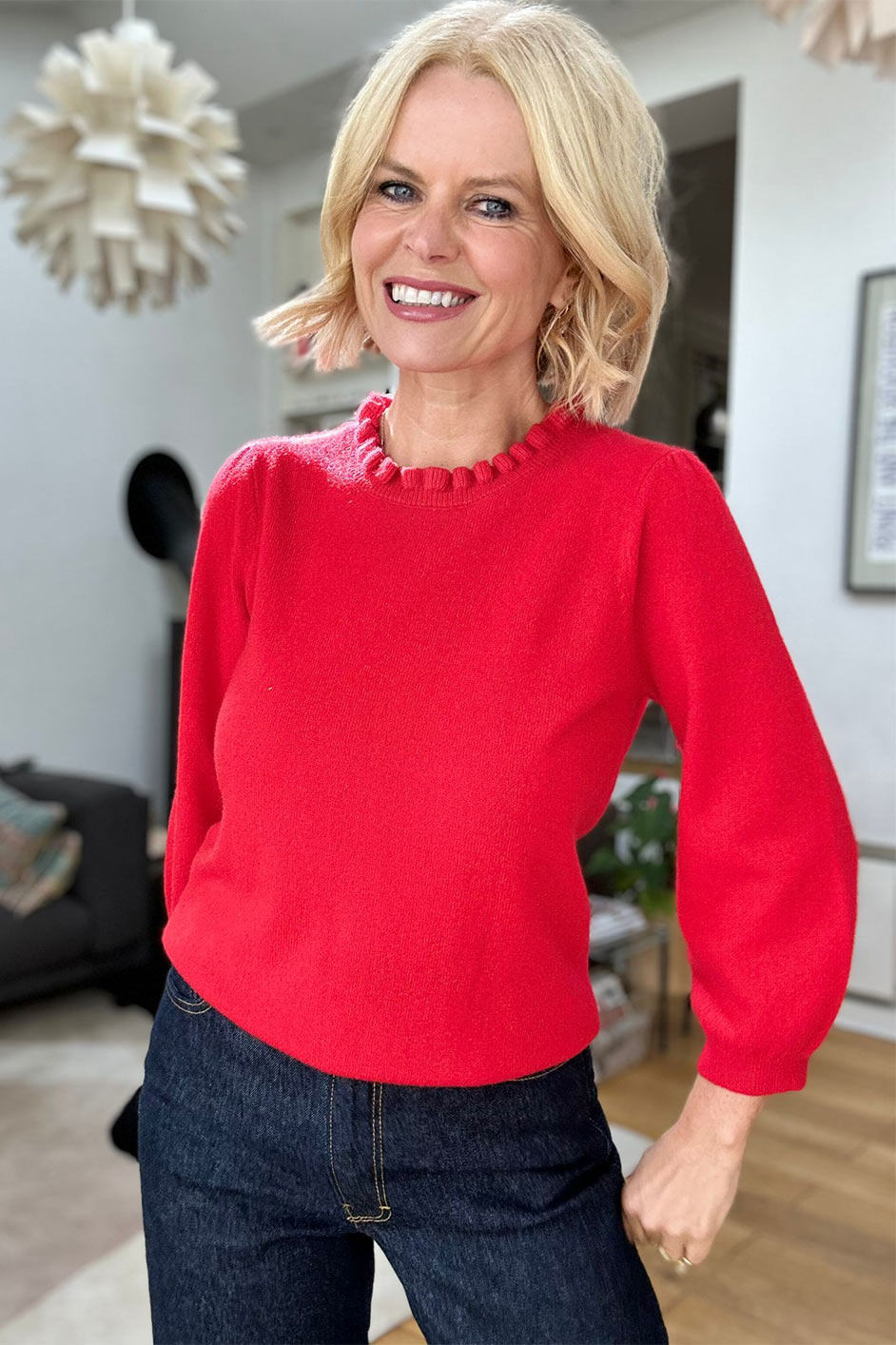 Lucia 3/4 Sleeve Cashmere Jumper - Oriental Red