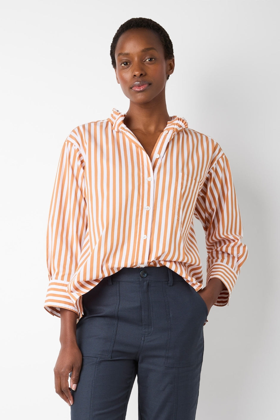 Odette Blouse - Orange/Ivory