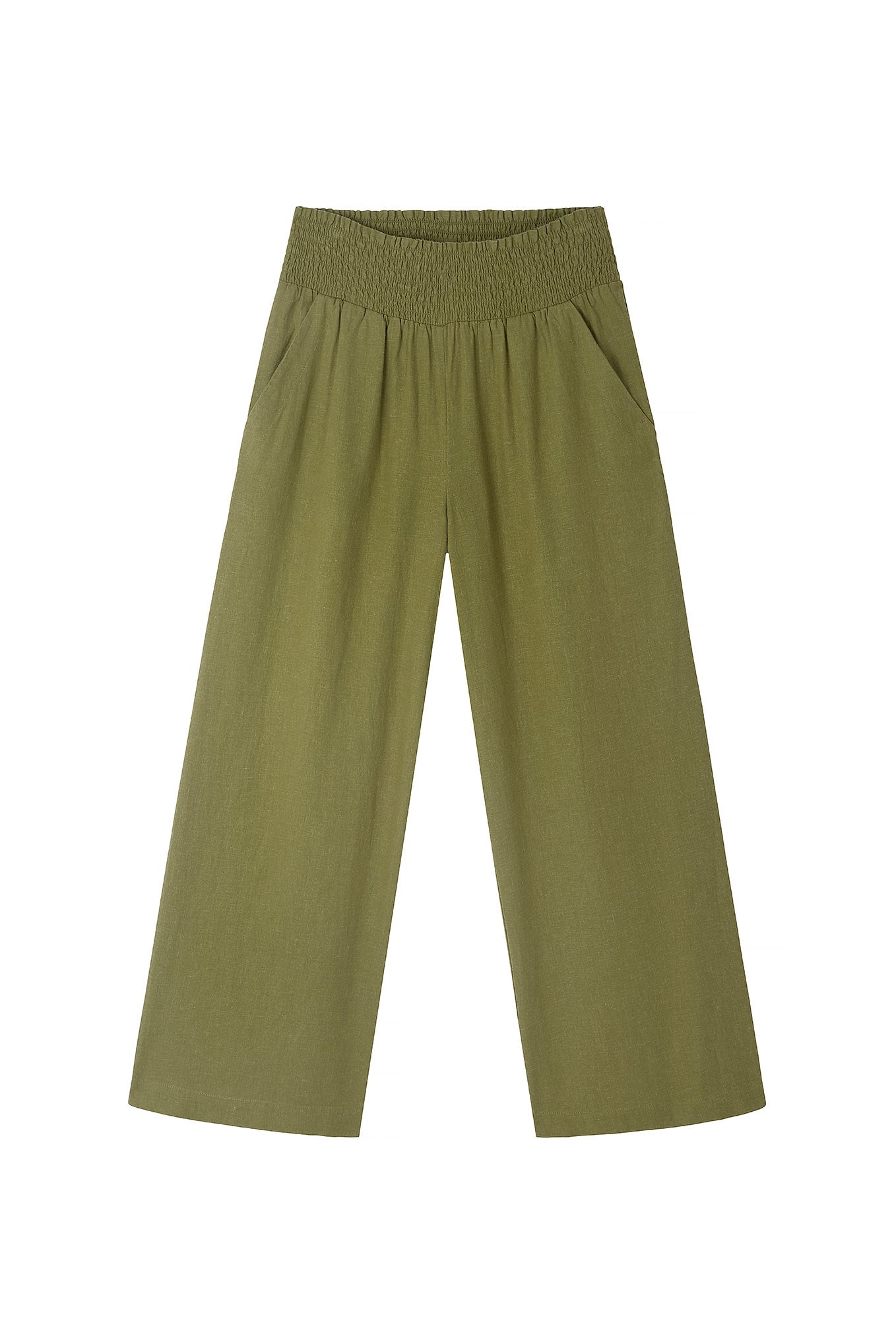 Ophelie Linen Crop Trouser - Khaki