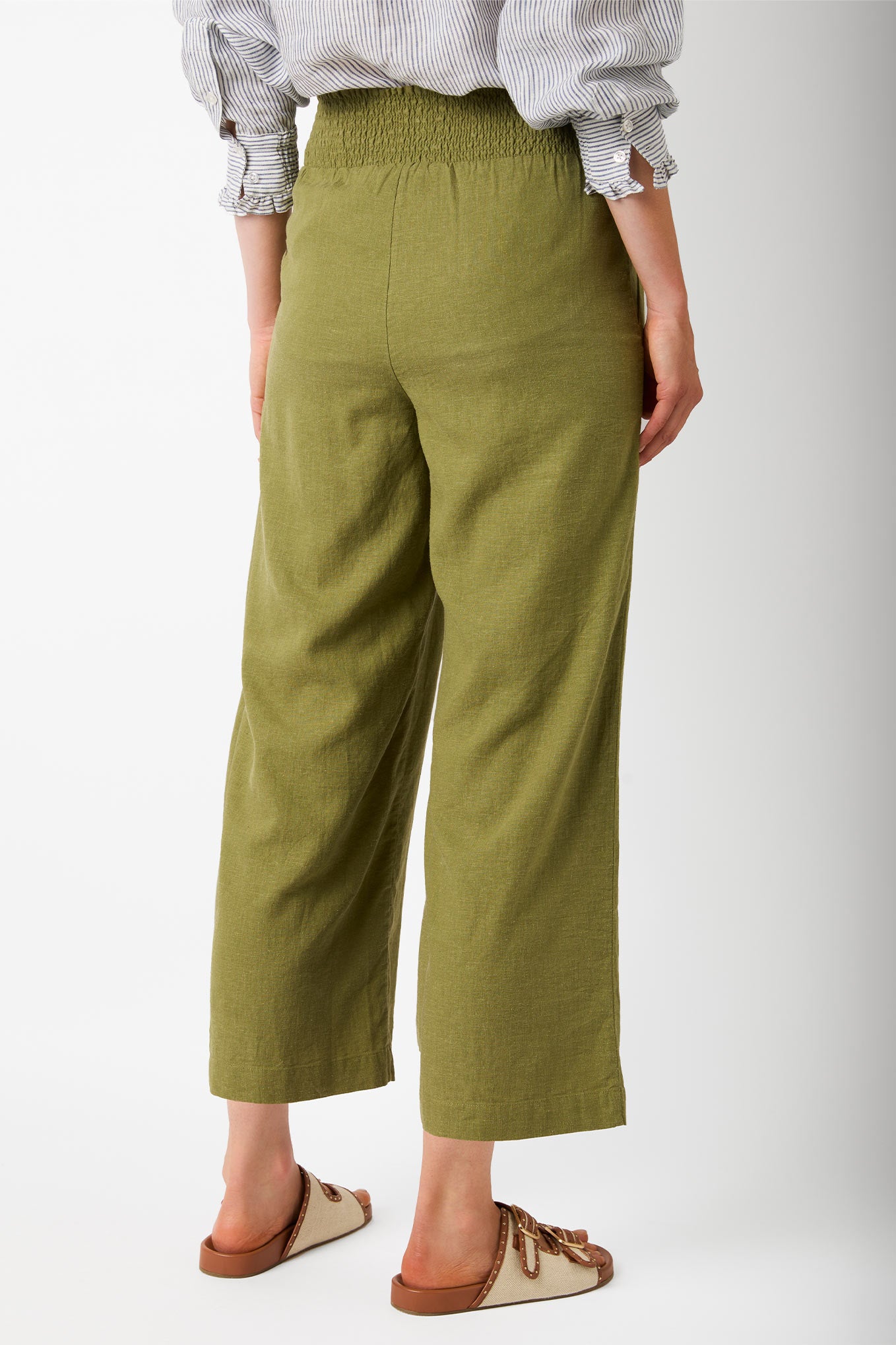 Ophelie Linen Crop Trouser - Khaki