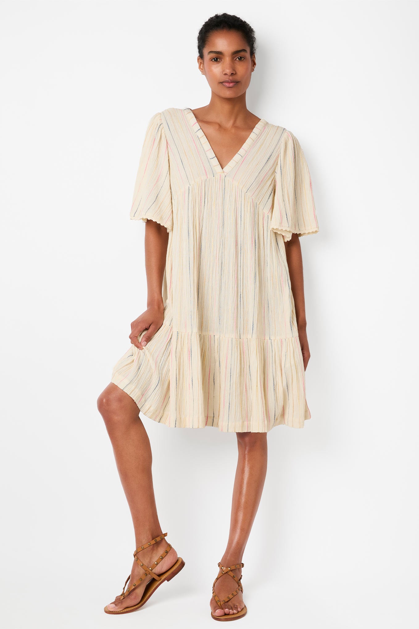 Riley Stripe Sundress - Ecru/Multi