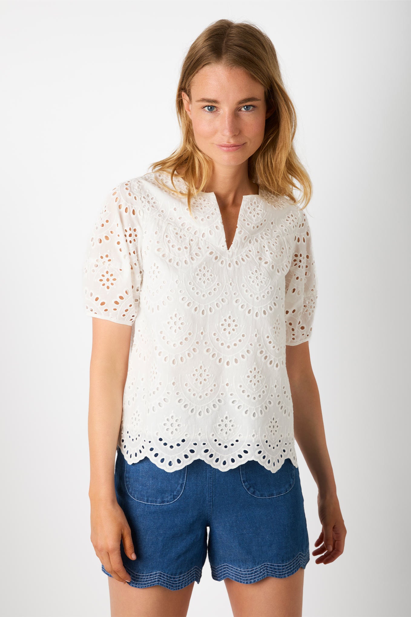 Roxanne Broderie Blouse - Ivory