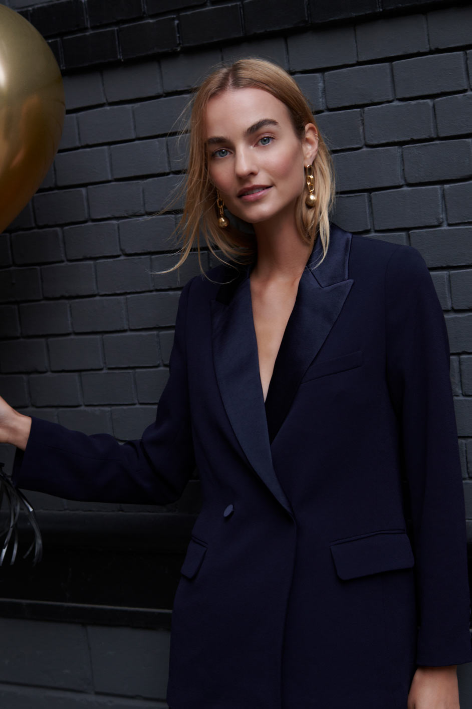 Sadie Satin Tux Jacket - Midnight