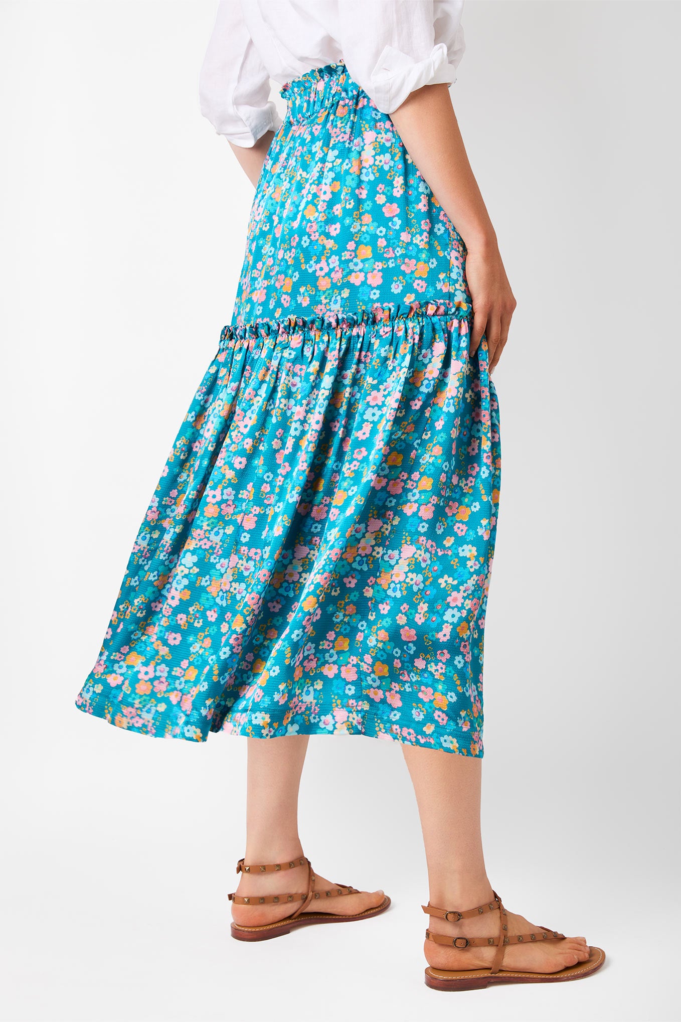 Saskia Ditsy Tiered Skirt - Blue/Multi - Free Returns On All Orders ...