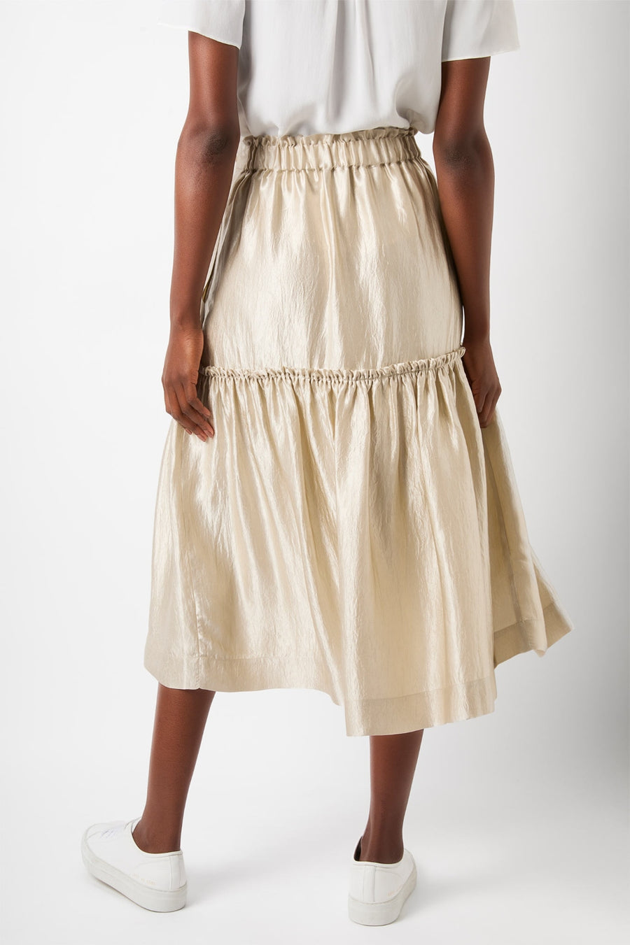 Saskia Hammered Satin Skirt - Gold