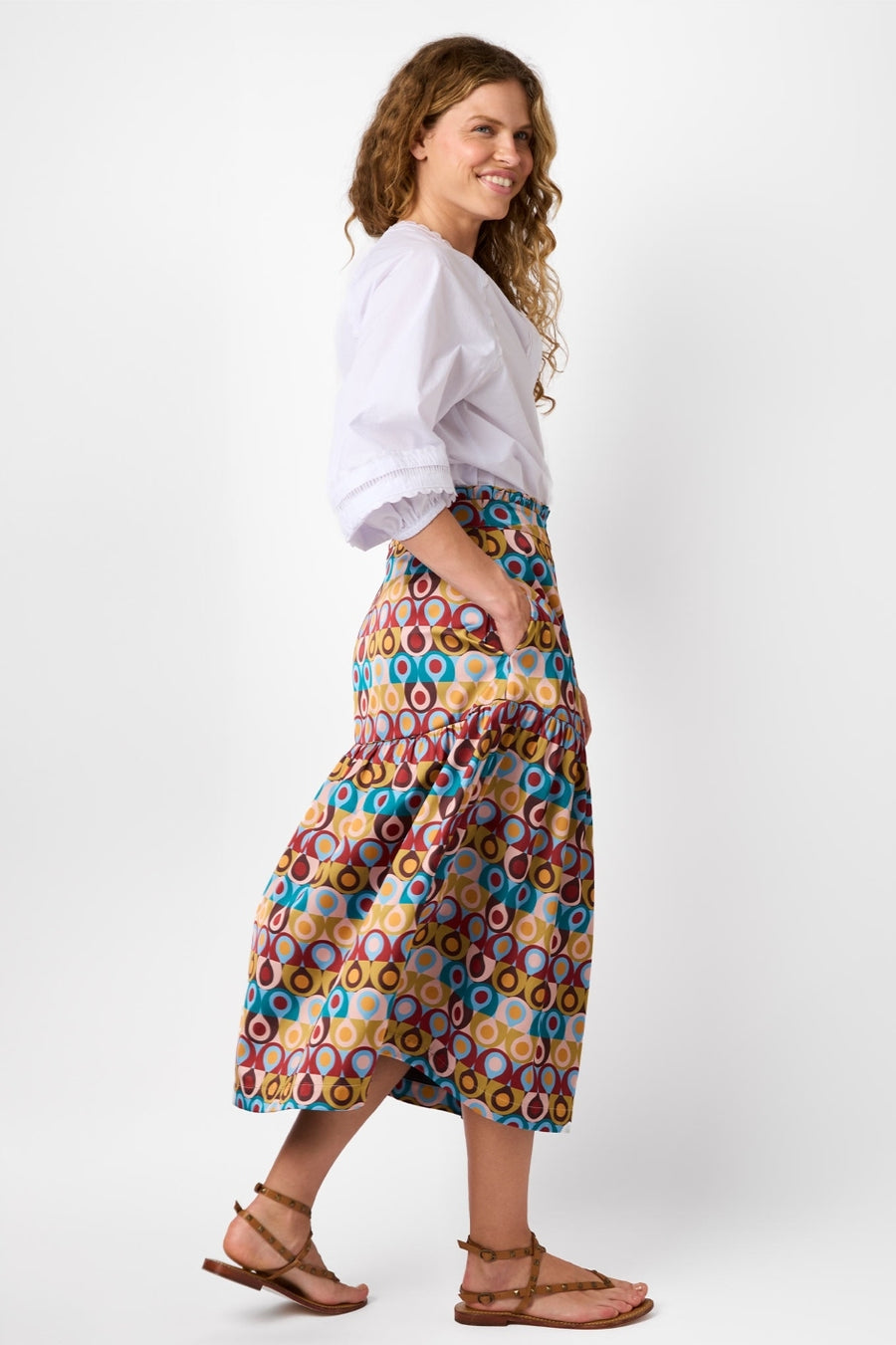 Saskia Satin Skirt - Multi Geo