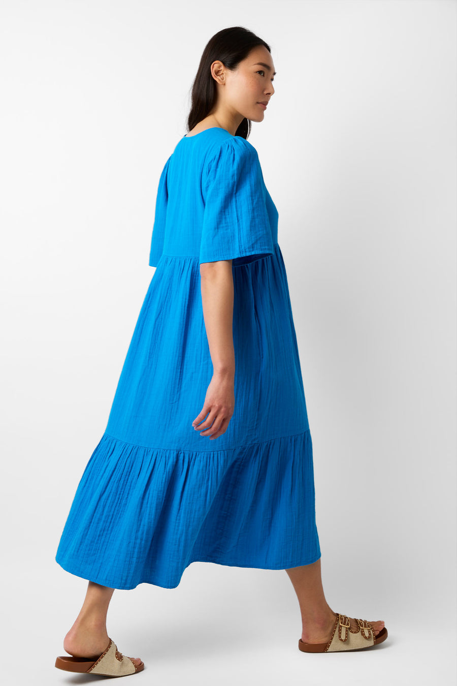 Serena Double Gauze Dress - Azure