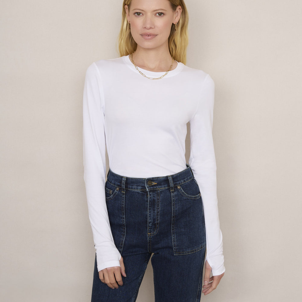 Marnie Long Sleeve Jersey Top - Ivory