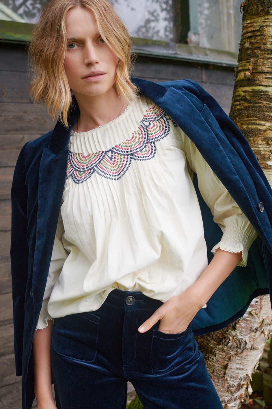 Violette Cord Embroidered Blouse - Multi