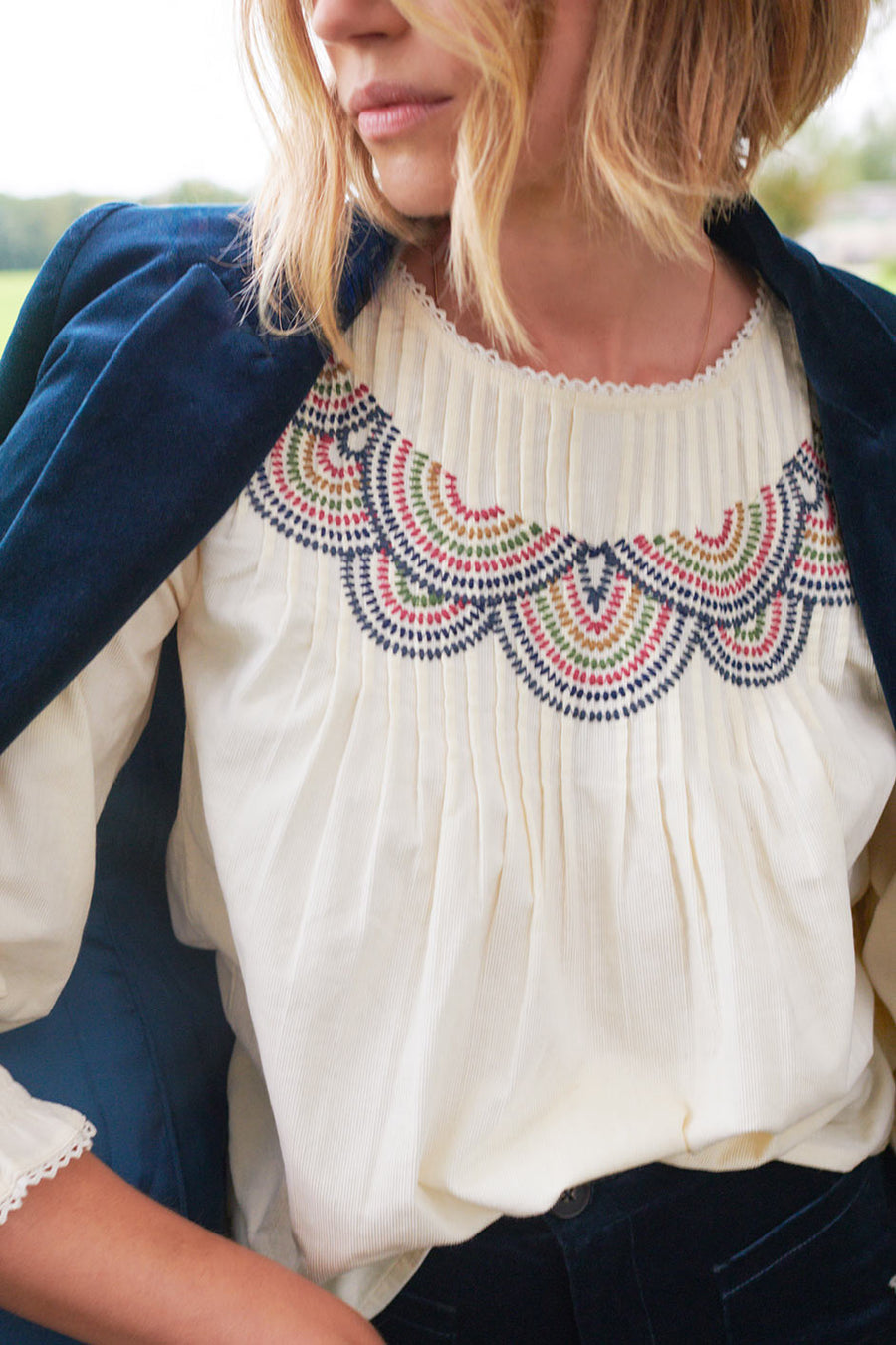 Violette Cord Embroidered Blouse - Multi