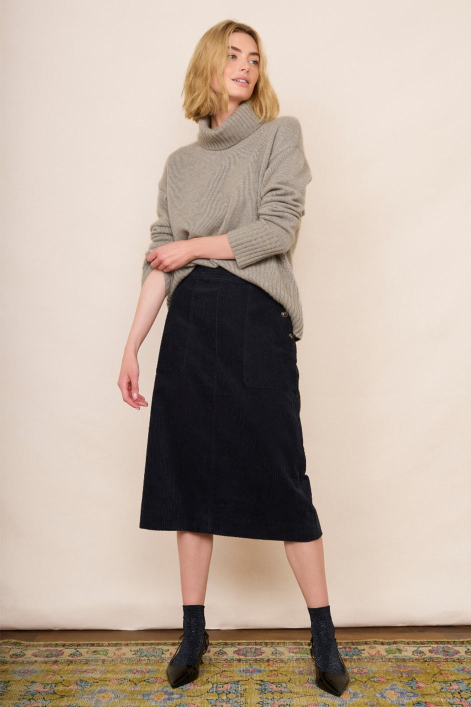 Zinnia Cord Skirt - Midnight