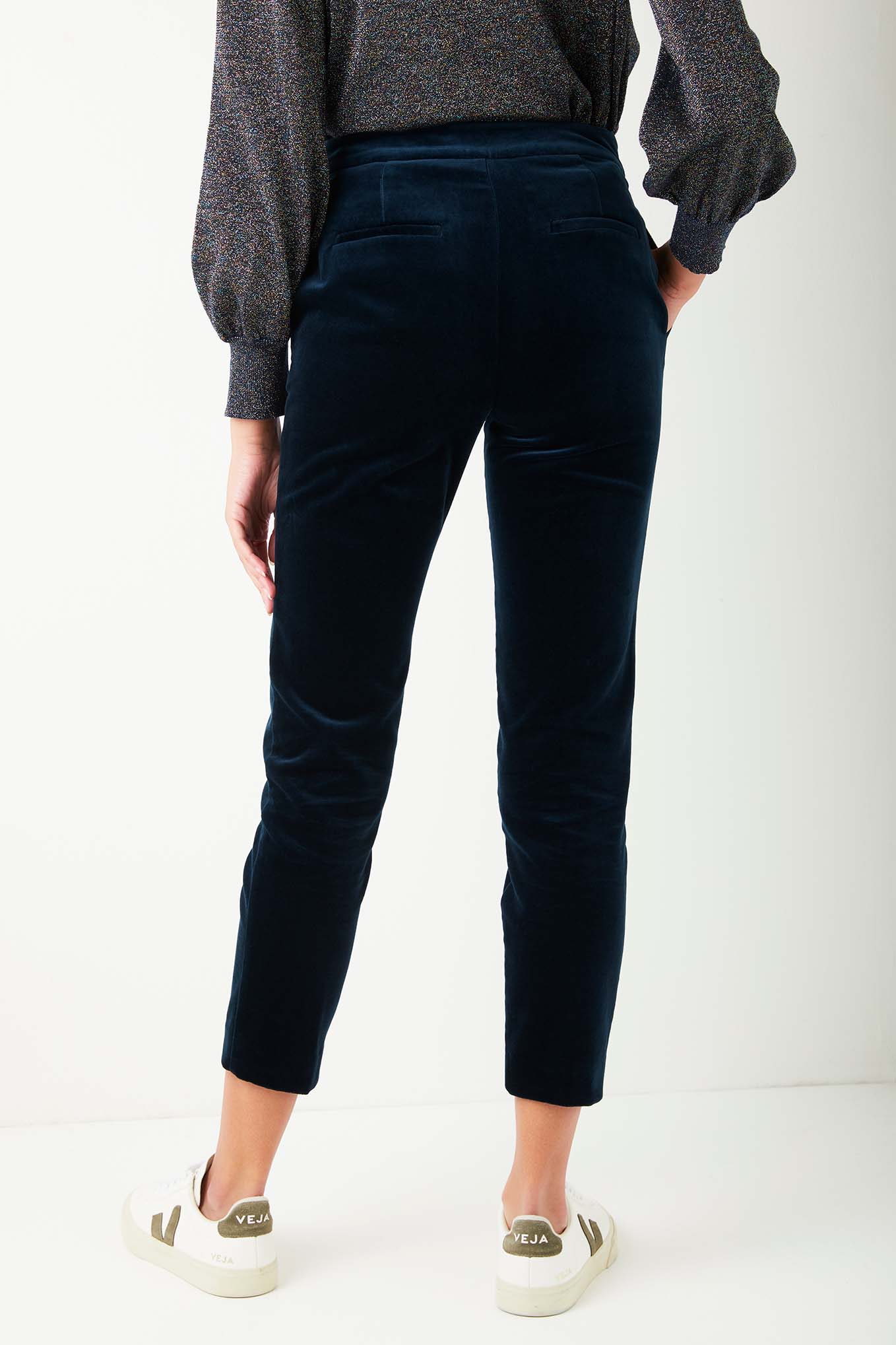 Flared crushed velvet trousers - Cobalt blue - Ladies | H&M IN