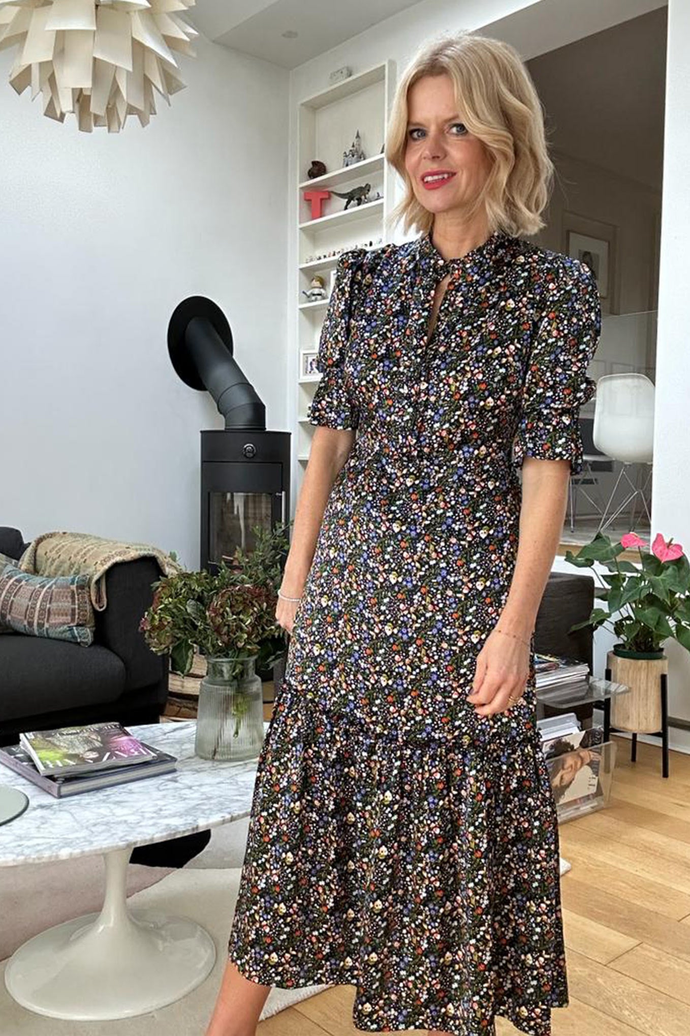 Aimee Floral Silk Satin Dress - Multi - Longer Length – WYSE London