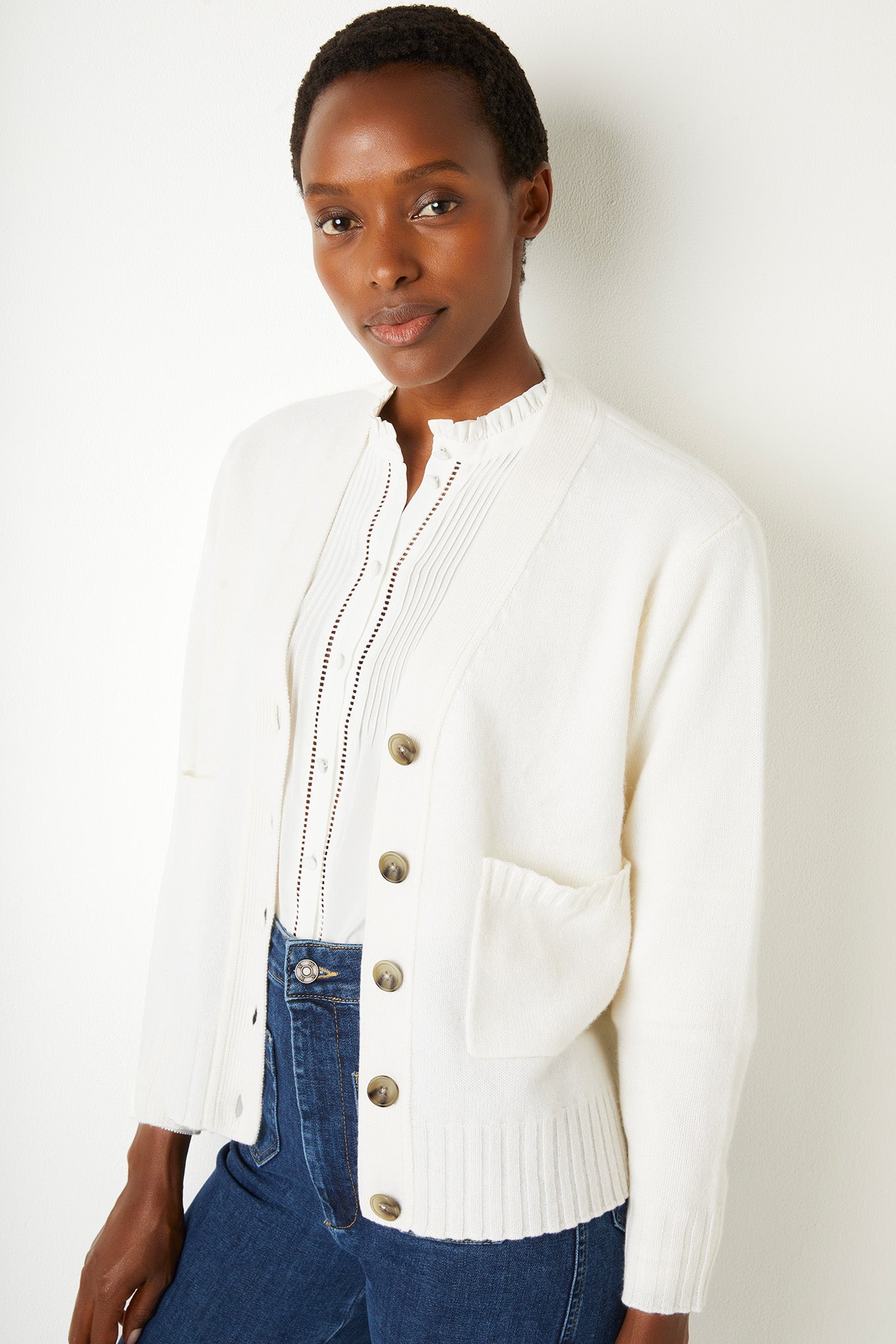 Ivory cashmere shop cardigan