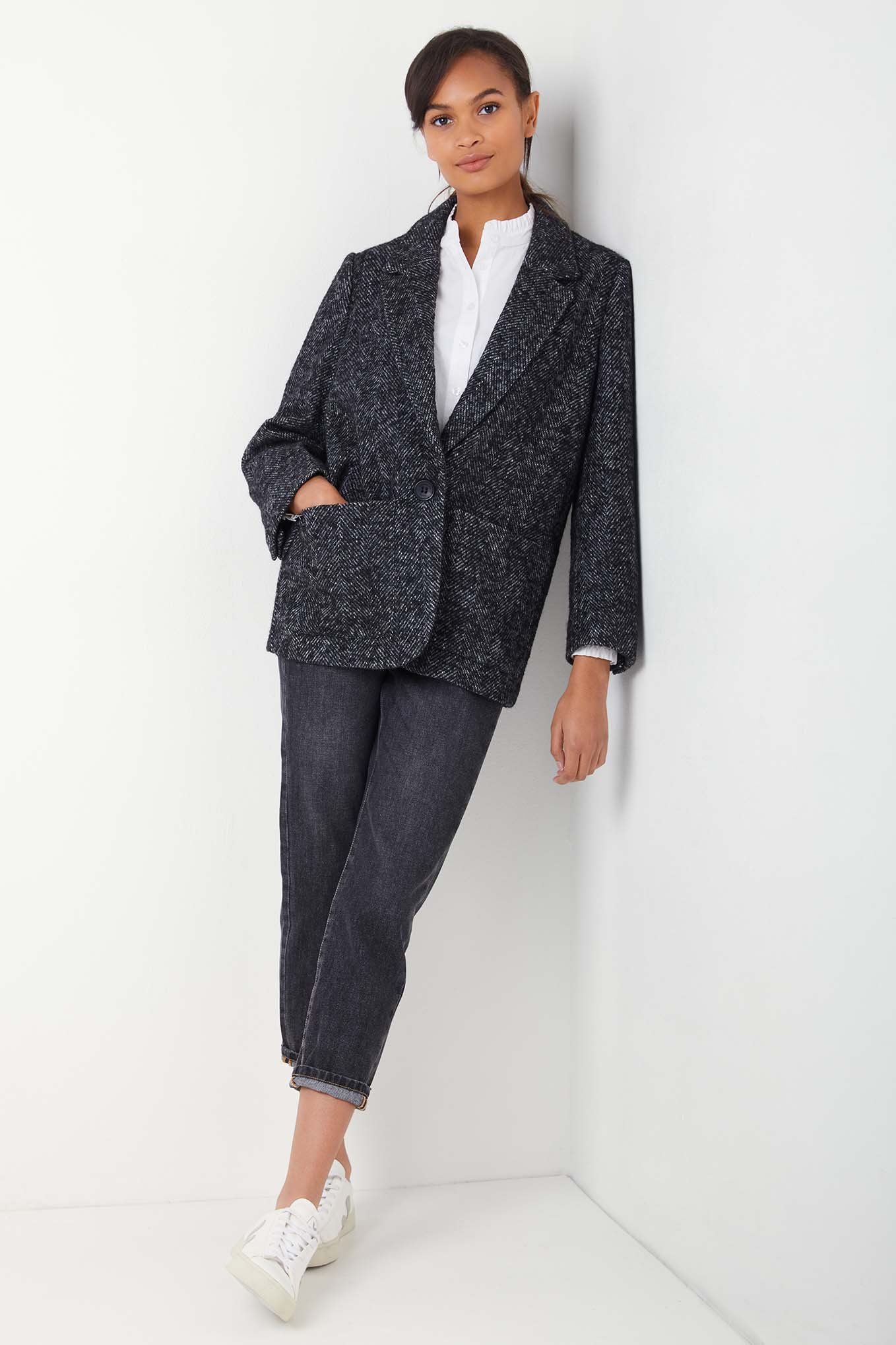 DB X Wyse Tweed Herringbone Jacket - Dark Grey – WYSE London