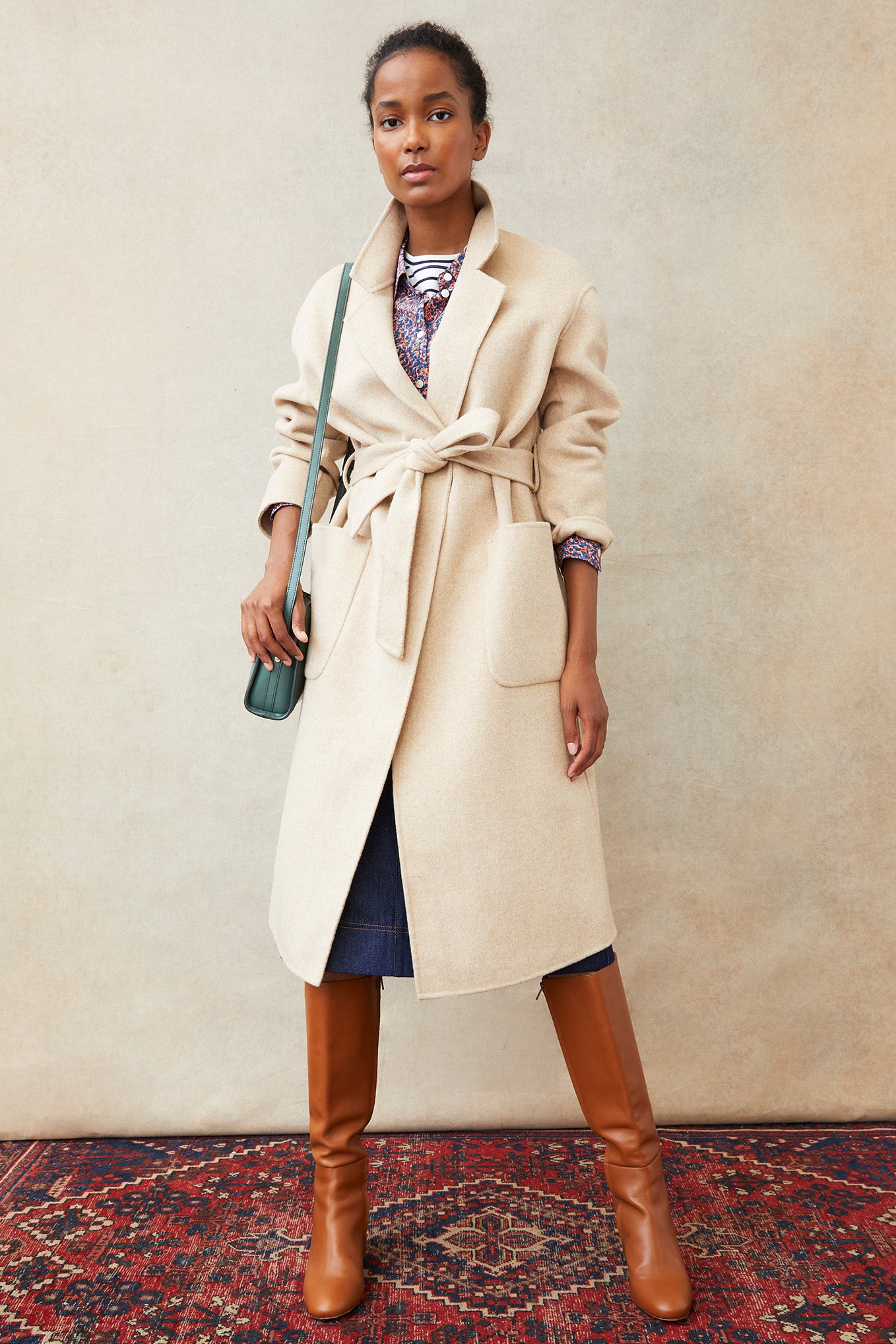 Diane Double Faced Belted Coat - Oat