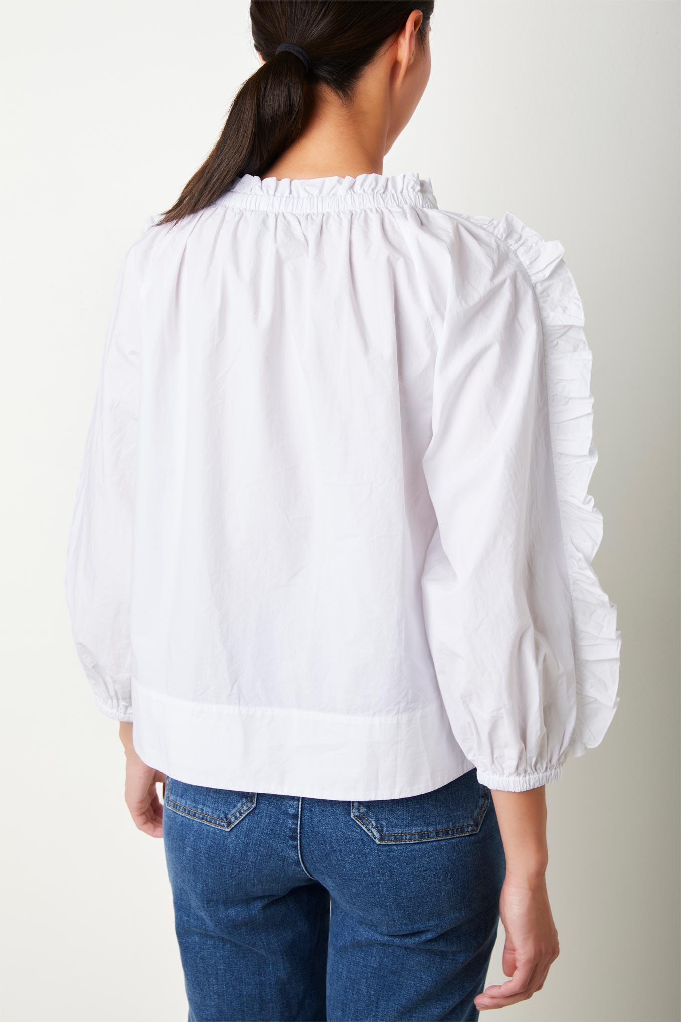 Rae Ruffle Sleeve Top - White