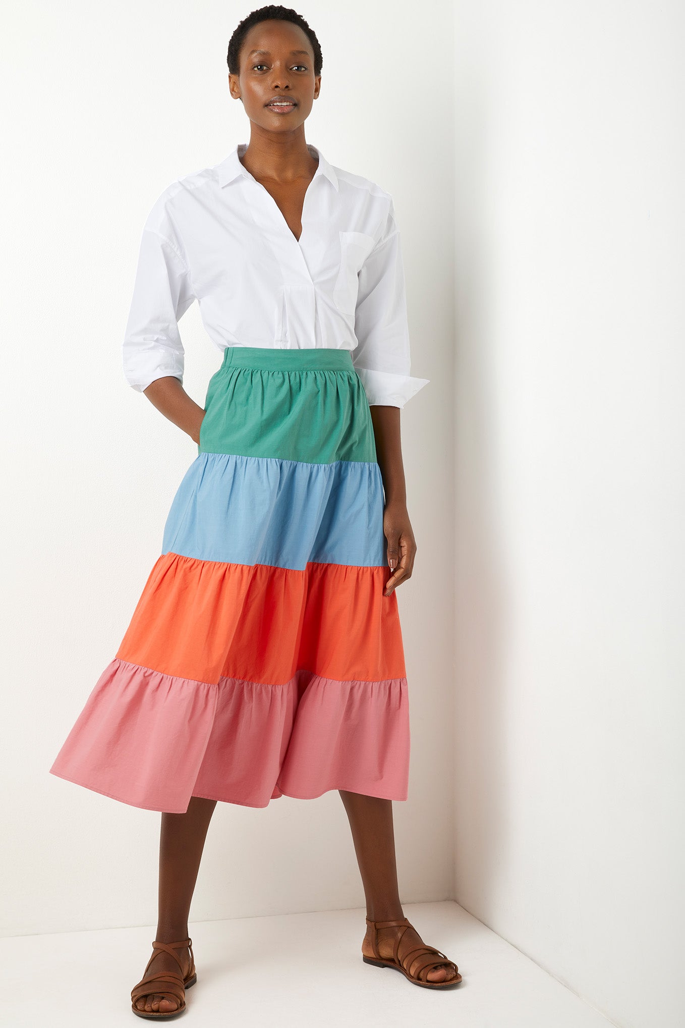 Striped 2025 tiered skirt