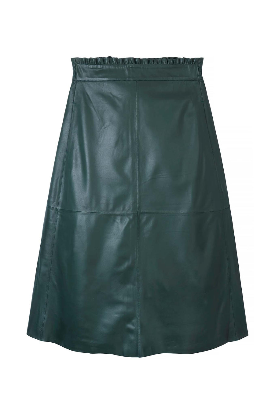 bottle green leather skirt