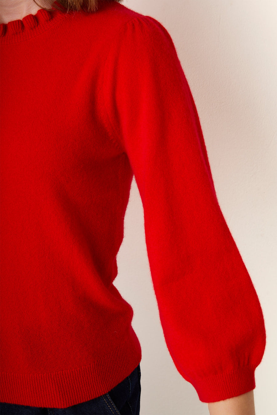 Lucia 3/4 Sleeve Cashmere Jumper - Oriental Red