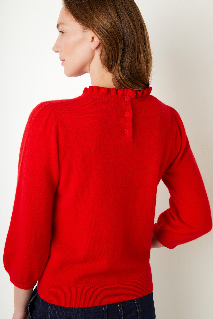 Lucia 3/4 Sleeve Cashmere Jumper - Oriental Red